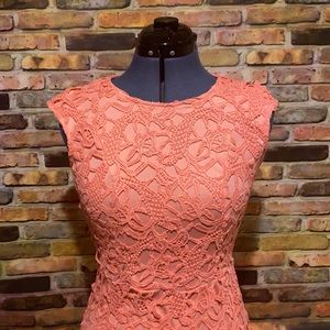 Peach, Salmon Interview Spring Floral Short Pageant Lace Picnic Flower Dress